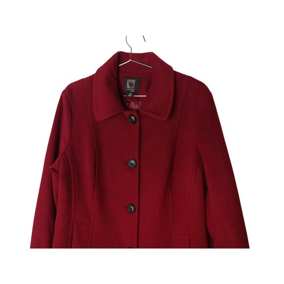 Anne Klein Red Wool Cashmere Blend Coat Women’s Size 16 Lined Winter - Picture 6 of 16